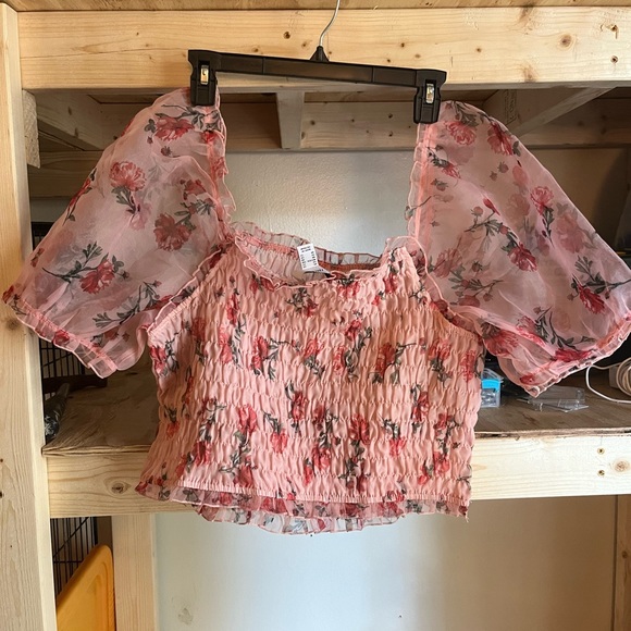 Forever 21 Tops - Forever 21 | sheer pink floral top 2XL